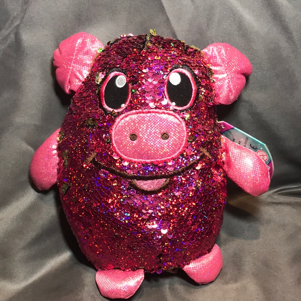 Shimmeez reversible pink and gold sequence plushy